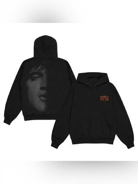 Unisex Elvis Presley In Concert Face Graphic Hoodie in Black